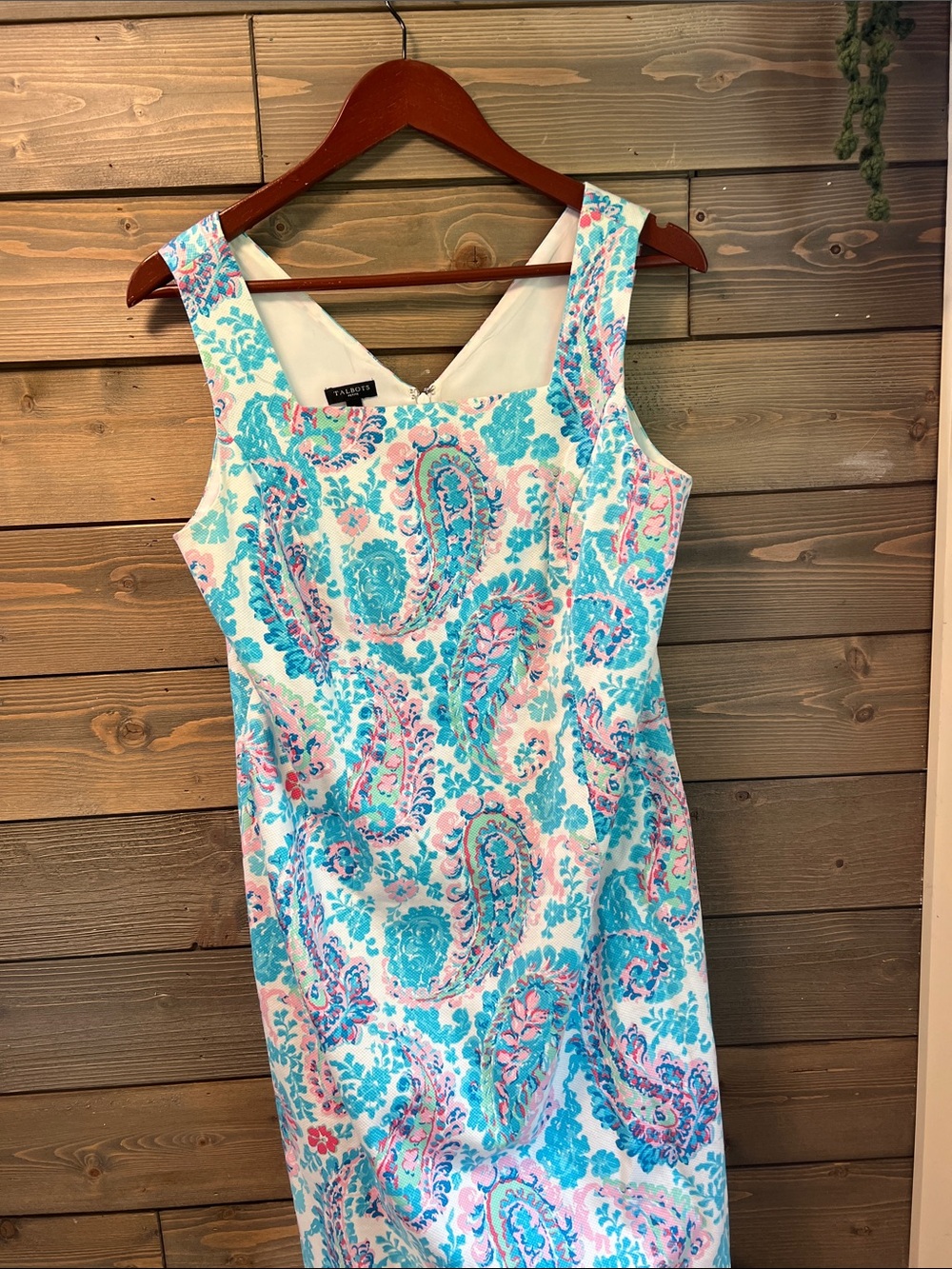 Talbots Floral Paisley Sheath Dress in Turquoise & Pink